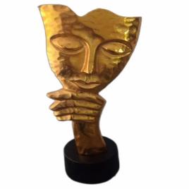Golden Brass Home Decor Statue, 16 Inch Height