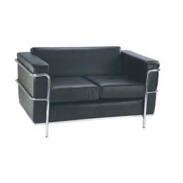 Black Two Seater Leather Office Sofa