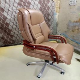 Leather High Back Office Chair, Fixed Arm