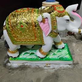 Marble Elephant Sculpture, 20x15in, Interior Decor