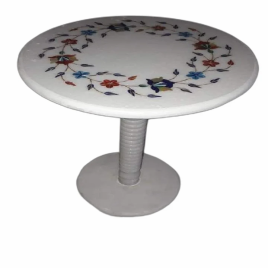 Marble Inlay 3 Ft Height Tea Table