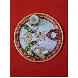 Handmade Meenakari Marble Pooja Plate