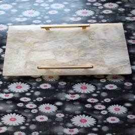 Marble Quartz Square Serving Tray, 12 inch