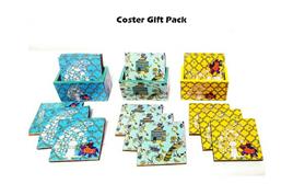 MDF Wood Printed Table Decoration Coaster Set, 3.5x3.5 Inches