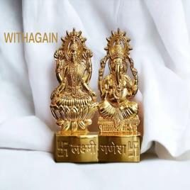 Golden Metal Ganesh Ji Laxmi Ji Statue, Temple