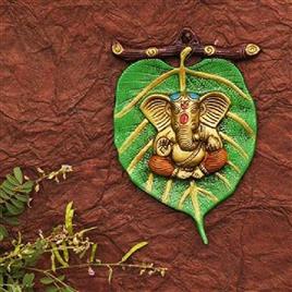 Metal Leaf Ganesha Wall Decor