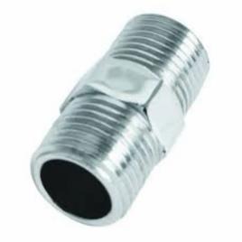 Silver Hex Nipple with Nut, 1/2 Inch