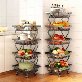 Mild Steel 4 Layer Fruit Basket Trolley