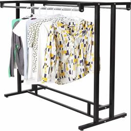 Double-Sided Mild Steel Clothes Hanging Stand, Black