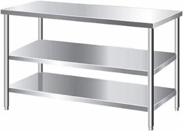 Mild Steel Restaurant Work Table with 3 Drawers