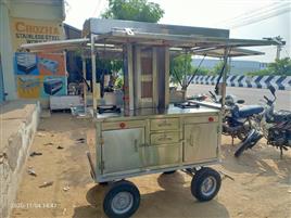 Mild Steel Silver Food Cart for Burner Ranges