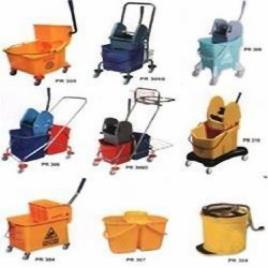 Industrial Mild Steel Yellow Mop Wringer Trolley