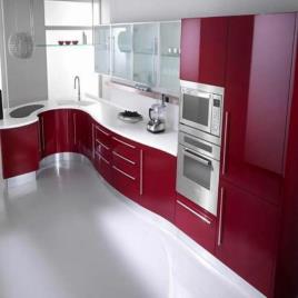 Red Gloss Acrylic Modular Kitchen
