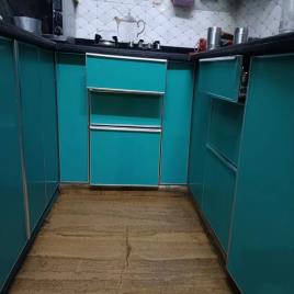 Contemporary L-Shape Aluminum Modular Kitchen