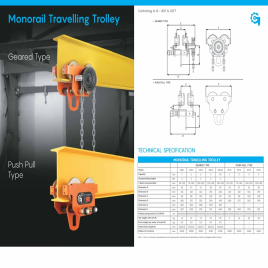 Monorail Push Pull Trolley, Industrial Use