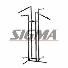 Movable Stainless Steel Four Way Garment Rack SS, For Showrooms