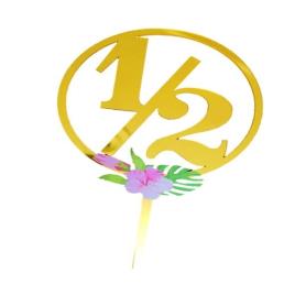 Multicolor Half Cake Decoration Topper