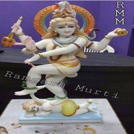 24 Inch Painted Nataraj Marble Murti