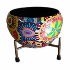 Round Printed Metal Garden Planter