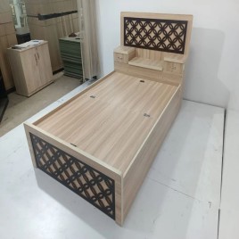 Oak Wood Single Bed with Storage