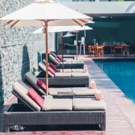 Garden Wicker Lounger Chair, Brown Rattan