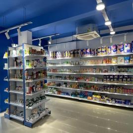 Paint Coated Wooden Pharmacy Shelving Unit