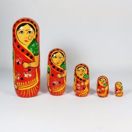 Painted Wooden Decorative Doll Set
