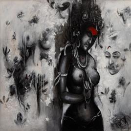 Pine Wood Rectangular Canvas Painting