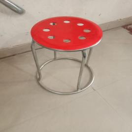 Plastic Chrome Round Stool, 21 Inch