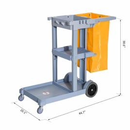 Plastic Gray Polished Janitor Cart