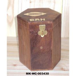 Polished Wooden Hexagonal Money Bank