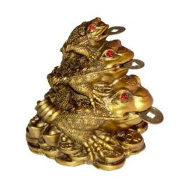 Golden Triple Frog Decoration