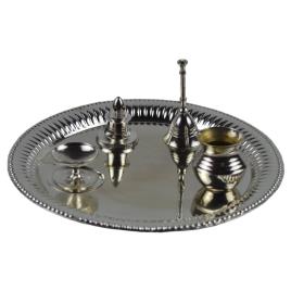 Silver Plated Puja Plate Set
