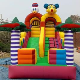 PVC Multicolor Two Slide Inflatable Bouncy, 7 Year