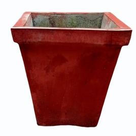Red 12-inch RCC Square Garden Pot