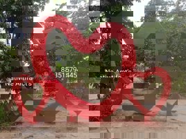 Red FRP Heart Sculpture, For Exterior Decor