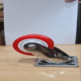 Red PU Swivel Trolley Wheels