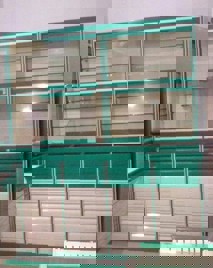 Green White 6 Shelf Medical Display Rack