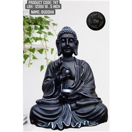 Resin Religious Black Buddha Figurine