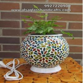 Round Home LED Plastic Planter