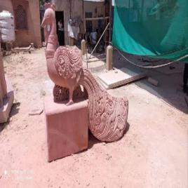 Rustic Brown Matte Sandstone Peacock Statue