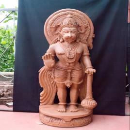 Sandy Brown Coated Hanuman Sandstone Statue