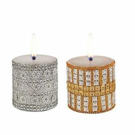 Scented Metal Pillar Candles - Set of 2