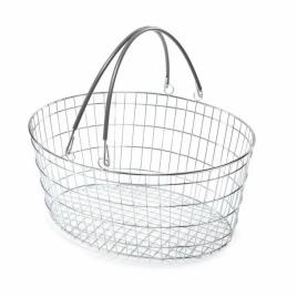 Silver Ellipse Handle Stainless Steel Shopping Basket