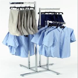 Silver Four Way Stainless Steel Cloth Display Stand