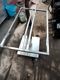 Polished Steel Restaurant Dining Table, Silver