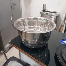 Silver Round Stainless Steel Rice Strainer