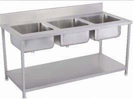 Polished Stainless Steel Triple Sink