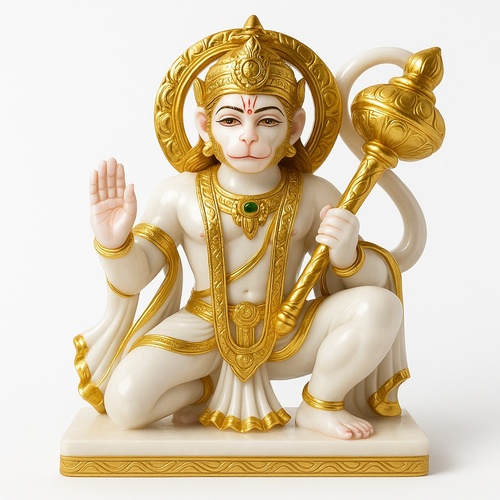 2.5 Feet White Marble Hanuman Idol, Temple