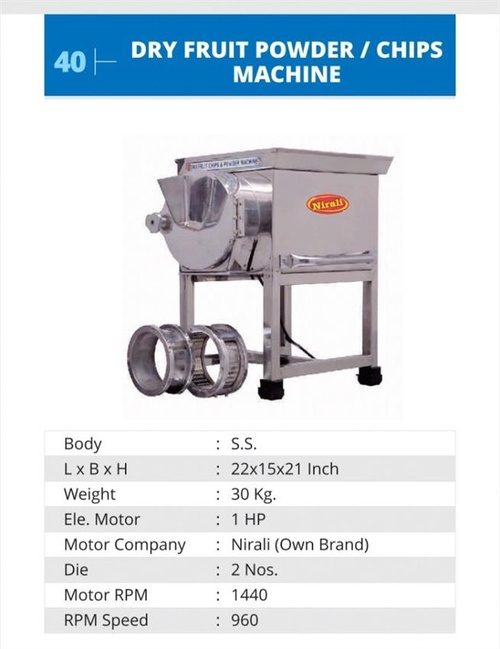 Automatic Dry Fruit Chip & Powder Processor